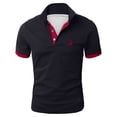 thumbnail image 1 of Mens Polo Shirts Summer Golf Short Sleeve Button Up Collared Business Tops Comfortable Work Slim Fit Stretchy Shirts for Men Black1 M, 1 of 4