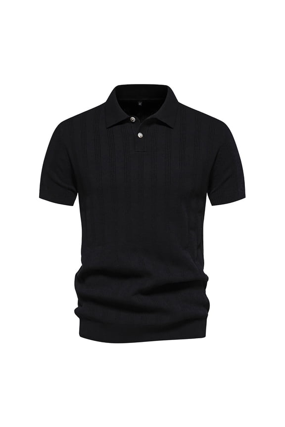 Mens Polo Shirts Summer Lapel Casual Knit Fashion Solid Color Short Sleeve Size Men'S Clothing