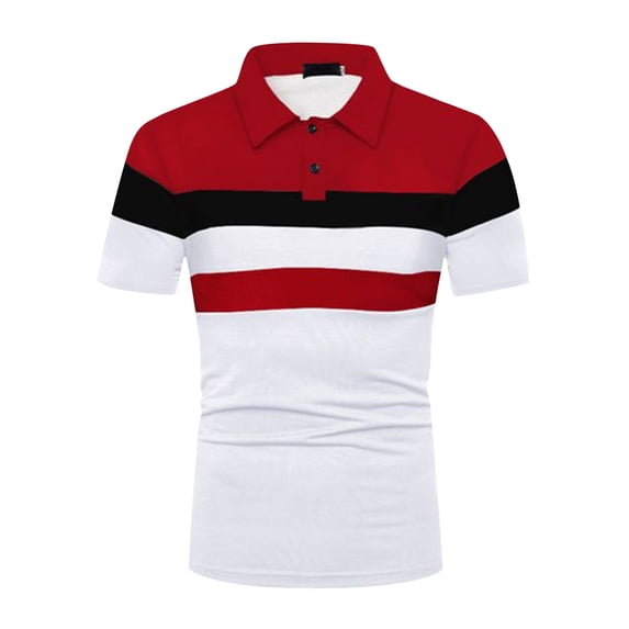 Mens Polo Shirts Summer Short Sleeved Trendy And Fashionable Color Blocking Collar Outwear