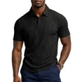 thumbnail image 1 of Mens Polo Shirts Textured Knit Stretchy Regular Fit Collared Golf Shirts, L, 1 of 8