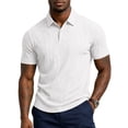 thumbnail image 1 of Mens Polo Shirts Textured Knit Stretchy Regular Fit Collared Golf Shirts, M, 1 of 8