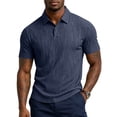 thumbnail image 1 of Mens Polo Shirts Textured Knit Stretchy Regular Fit Collared Golf Shirts, XL, 1 of 8