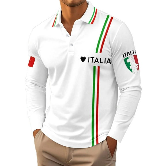 Mens Polo Shirts Tops Long Sleeve Tailored Fit Stylish Print Mens Workout Shirts,White,S