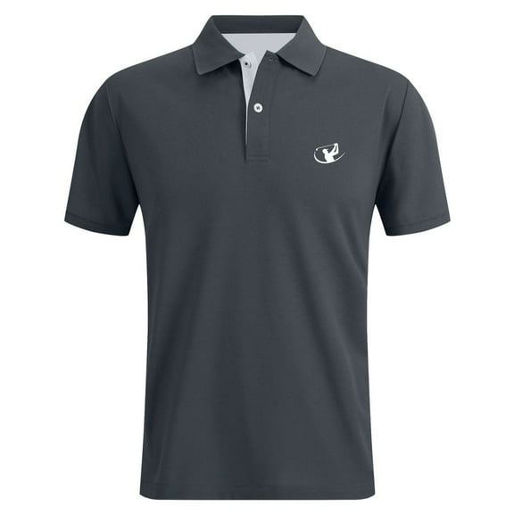 Mens Polo Shirts Work Business Slim Fit Short Sleeve Golf Casual Tops Button Up Collared Performance Moisture Wicking Dress Shirts for Men Grey M