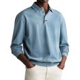 thumbnail image 1 of Mens Polo Sweater Long Sleeve Shirt Button Down Knit Pullover Relaxed Fit Collared Casual Tops Light Blue 5XL, 1 of 4