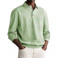 thumbnail image 1 of Mens Polo Sweater Long Sleeve Shirt Button Down Knit Pullover Relaxed Fit Collared Casual Tops Light Green 4XL, 1 of 4