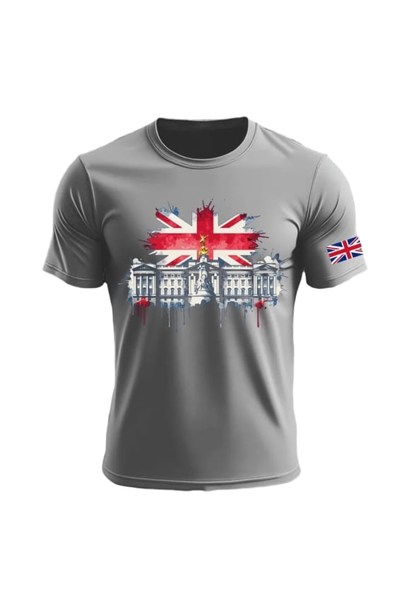 Mens Polo T-Shirt British Patriotic Jack Print Short Sleeve Blend Beach Essentials for Men,Grey,M