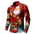 thumbnail image 1 of Mens Polo T-Shirt Christmas Santa 3D Digital Print Loose Lapel Button Mens Knit Polo,Blue,3XL, 1 of 2