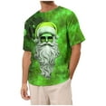 thumbnail image 1 of Mens Polo T-Shirt Christmas Short Sleeved Round Neck Daily Santa Mens Festival Clothing,Light Green,XL, 1 of 3
