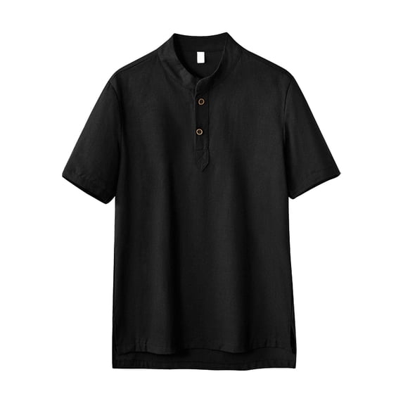 Mens Polo T-Shirt Fashion Spring And Short Sleeved Stand Up Printed Breathable Tops Mens Performance Polos,Black,L