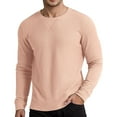 thumbnail image 1 of Mens Polo T-Shirt Long Sleeve Thermal Texture Base Layer Comfort Wear Mens Knit Tops,Khaki,XL, 1 of 9