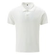 thumbnail image 1 of Mens Polo T Shirt Short Sleeve Button Down Tees Shirt Loose Fit White Clothes for Men, 1 of 6