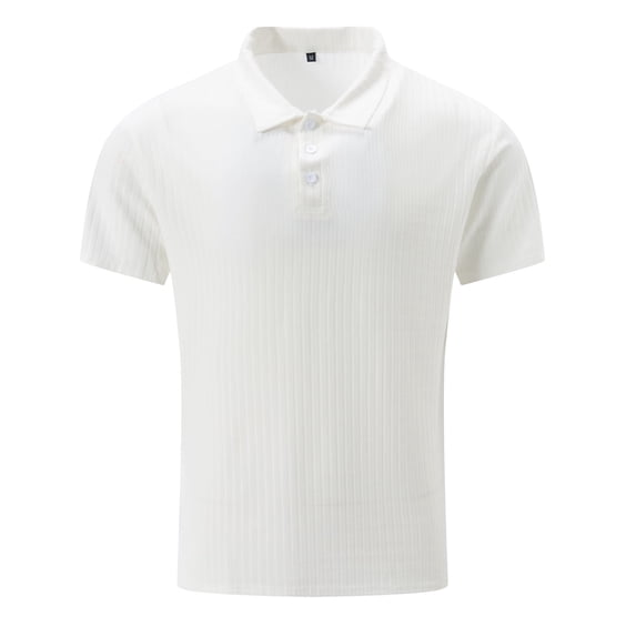 Mens Polo T Shirt Short Sleeve Button Down Tees Shirt Loose Fit White Clothes for Men