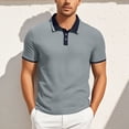 thumbnail image 1 of Mens Polo T Shirt Short Sleeve Button Up Lightweight Summer Shirt Grey Work Shirts for Man, 1 of 6