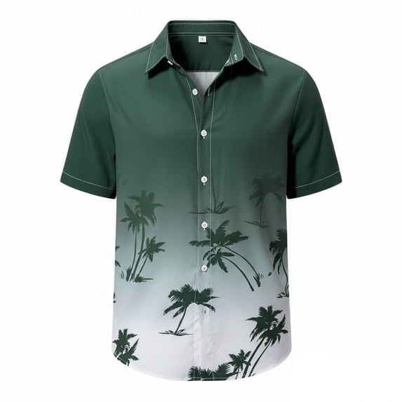 Mens Polo T-Shirt Short Sleeve Tropical Button Down Beach Mens Knit Tops,Army Green,L