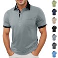 thumbnail image 1 of Mens Polo T Shirt Short Sleeve with Button Loose Fit Summer Shirts Light Gray Mens Dress Shirts, 1 of 6
