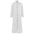 thumbnail image 1 of Mens Polo T-Shirt Solid Color Button Down Long Pastoral Attire Mens Work Clothing,White,L, 1 of 2
