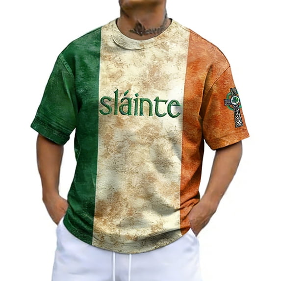 Mens Polo T-Shirt St. Patrick'S Day Irish Short Sleeve Round Neck Summer Clothes for Men,Army Green,2XL