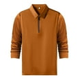 thumbnail image 1 of Mens Polo T Shirts Long Sleeve Quarter Zipper Tee Shirt Basic Yellow Mens Golf Shirts, 1 of 6