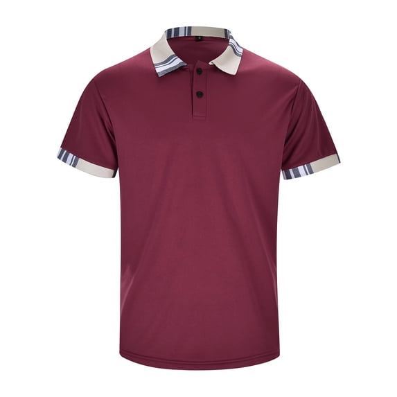 Mens Polo T Shirts Short Sleeve Button Polo Tees Basic Red Mens Outfits