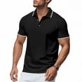 thumbnail image 1 of Mens Polo with Short Sleeves, George Commuter Button-Up Shirt with Short Sleeves, Size , L, Black, 1 of 9