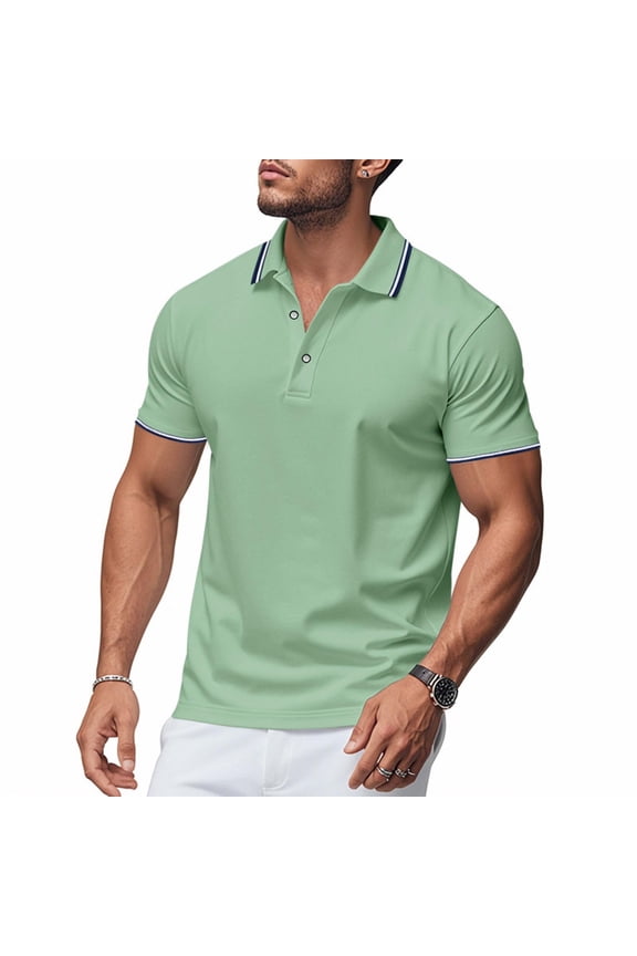 Mens Polo with Short Sleeves, George Commuter Button-Up Shirt with Short Sleeves, Size , M, Green