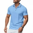 thumbnail image 1 of Mens Polo with Short Sleeves, George Commuter Button-Up Shirt with Short Sleeves, Size , XXL, Light Blue, 1 of 9