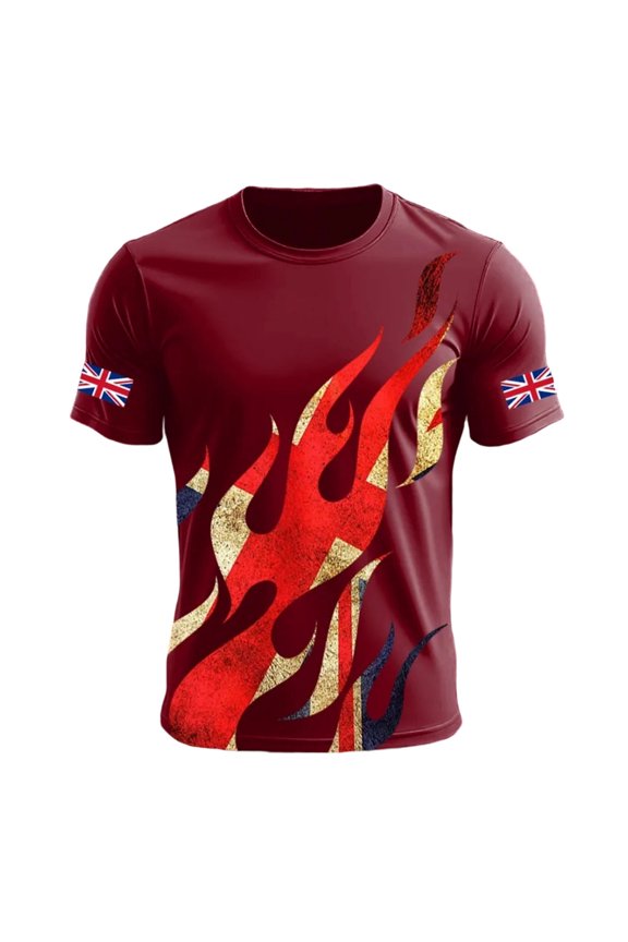 Mens Polos Shirts British Patriotic Jack Print Short Sleeve Blend Mens Undershirts,Red,3XL