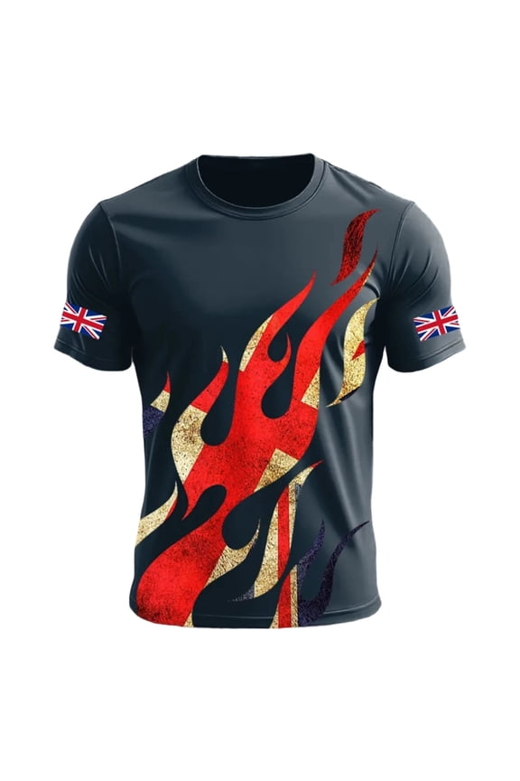 Mens Polos Shirts British Patriotic Jack Print Short Sleeve Blend Summer Shirt for Men,Navy,2XL