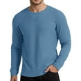 thumbnail image 1 of Mens Polos Shirts Long Sleeve Thermal Texture Base Layer Comfort Wear Mens Holiday Clothes,Blue,2XL, 1 of 9