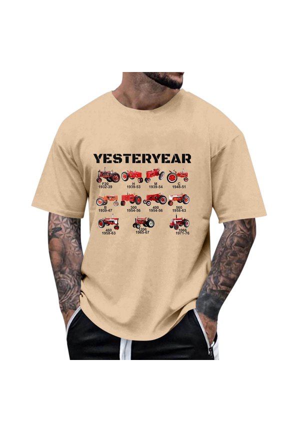 Mens Polos Shirts Patriotic Farm Tractor Short Sleeve Plus Size Mens Clothing,Beige,2XL