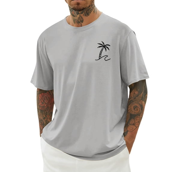 Mens Polos Shirts Print Short Sleeve Crew Neck Comfort Plus Size Mens Clothing,Light Gray,XS