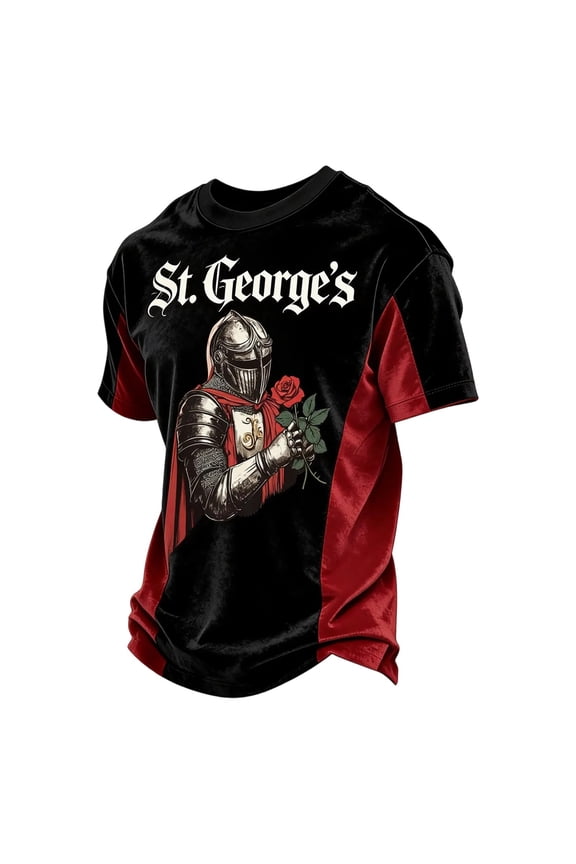 Mens Polos Shirts Saint Day Theme Print Short Sleeve Graphic Patriotic Mens Clothing,Black,M