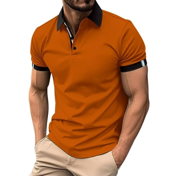 Mens Polos Short Sleeve Button Solid Color Tie-Dye Golf Polo Shirts Lightweight Summer Casual Casual Work Shirt,Brown,XL
