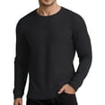thumbnail image 1 of Mens Polos Tops Long Sleeve Thermal Knit Texture Base Layer Mens Performance Polos,Black,XL, 1 of 9