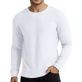thumbnail image 1 of Mens Polos Tops Long Sleeve Thermal Knit Texture Base Layer Mens Workout Shirts,White,L, 1 of 6