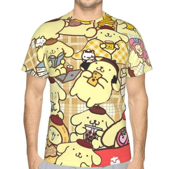 Mens Pompompurin 3d Print T-Shirt Crewneck Short Sleeve Tee Shirt