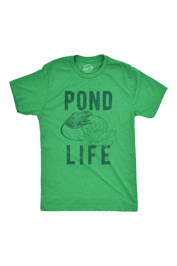 Mens Pond Life Graphic T Shirt Funny Summer Toad Frog Lilypad Novelty Graphic Tee Graphic Tees
