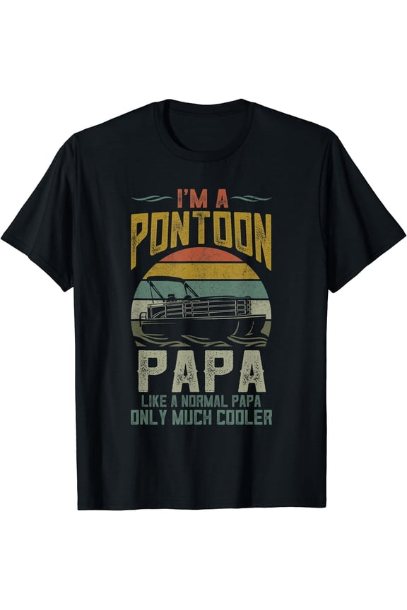 Mens Pontoon Boat Papa Shirt, Fathers Day Boating Captain Grandpa T-Shirt