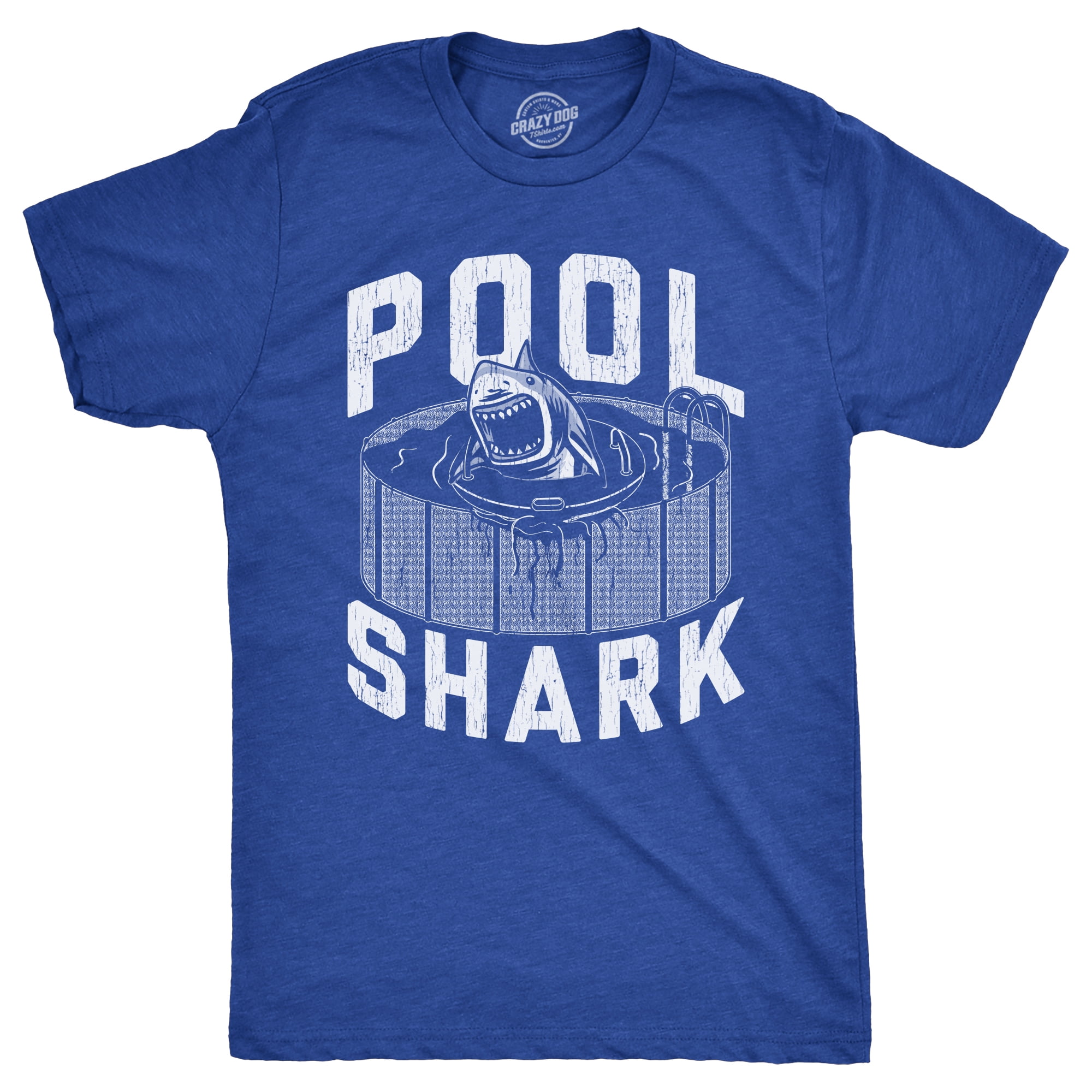 Mens Pool Shark T Shirt Funny Swimming Pools Great White Sharks Joke
