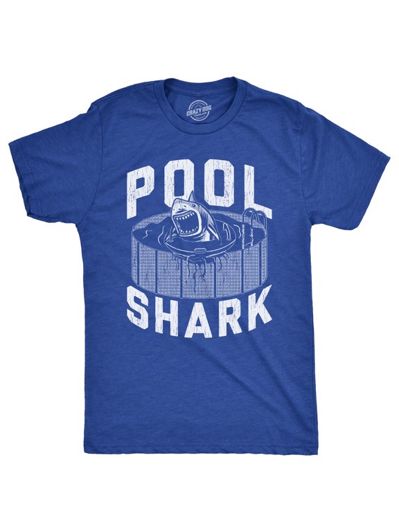 Mens Pool Shark T Shirt Funny Swimming Pools Great White Sharks Joke Tee for Guys Graphic Tees