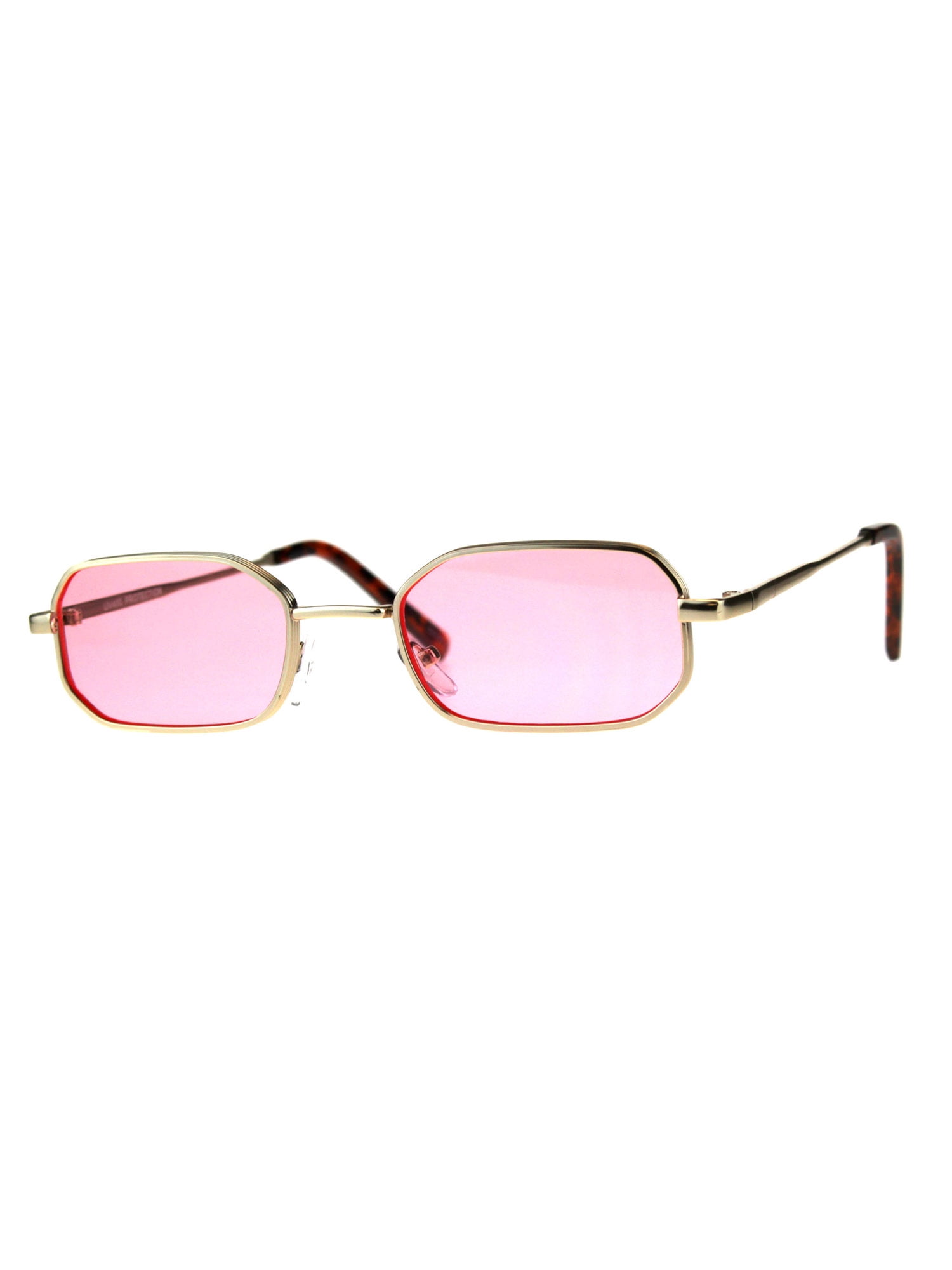 Mens Pop Color Lens Pimp Narrow Rectangular Metal Rim Sunglasses