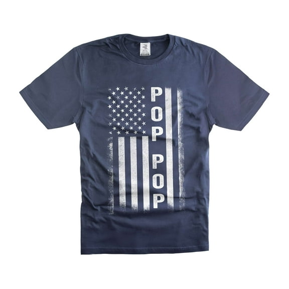 Mens Pop Pop T-shirt 4th Of July Patriotic Shirt Grandpa Grandfather USA Flag Shirt Patriotic Gifts (Large Navy Blue)