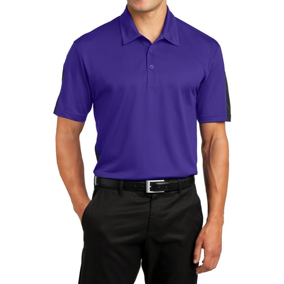 Mens PosiCharge Active Textured Colorblock Polyester Polo Purple/ Grey 4X-Large