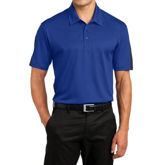Mens PosiCharge Active Textured Colorblock Polyester Polo True Royal/ Grey Large