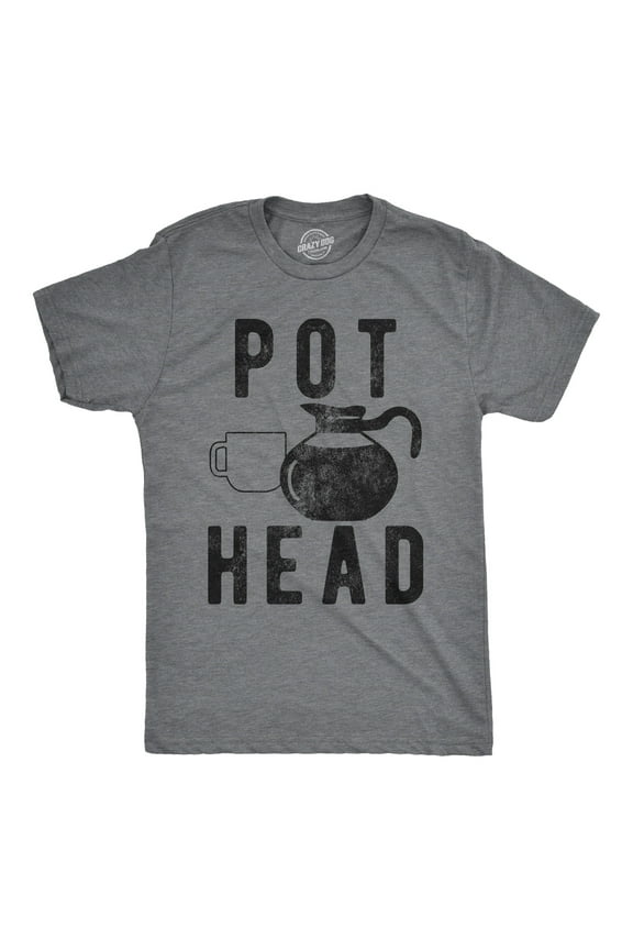 Mens Pot Head T Shirt Funny Coffee Tee for Guys Caffeine Sarcastic Tee Graphic Tees