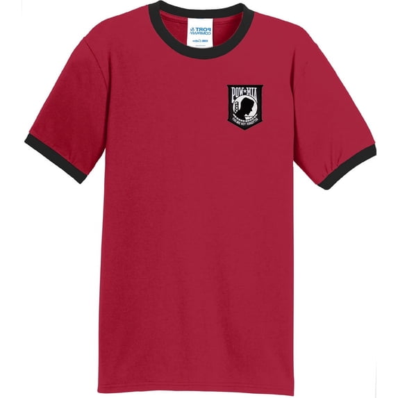 Mens Pow Mia POWMIA 100% Cotton Ringer Tee Shirt, 2XL Red/Black