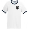 thumbnail image 1 of Mens Pow Mia POWMIA 100% Cotton Ringer Tee Shirt, Large White/Navy, 1 of 5