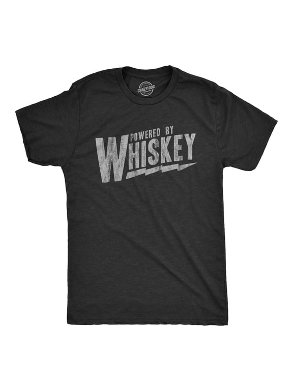 Mens Powered By Whiskey T Shirt Funny Sarcastic Drinking Vintage Retro Graphic Tee Graphic Tees