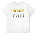 thumbnail image 1 of Mens Praise Yah Hebrew Israelite Gift Yahshua Yahweh Round Neck T-Shirt White 3X-Large, 1 of 5